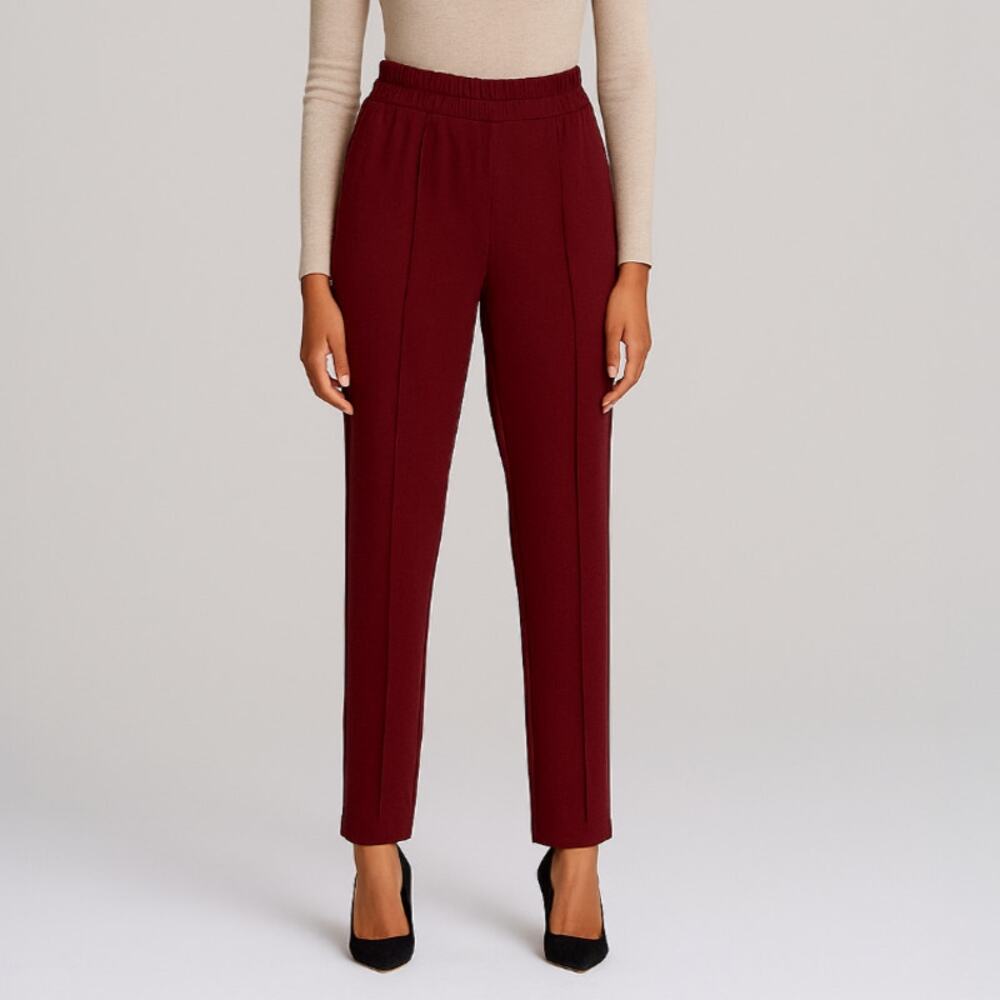 A293-C • Deep Burgundy High-Rise Knit Ankle Trousers